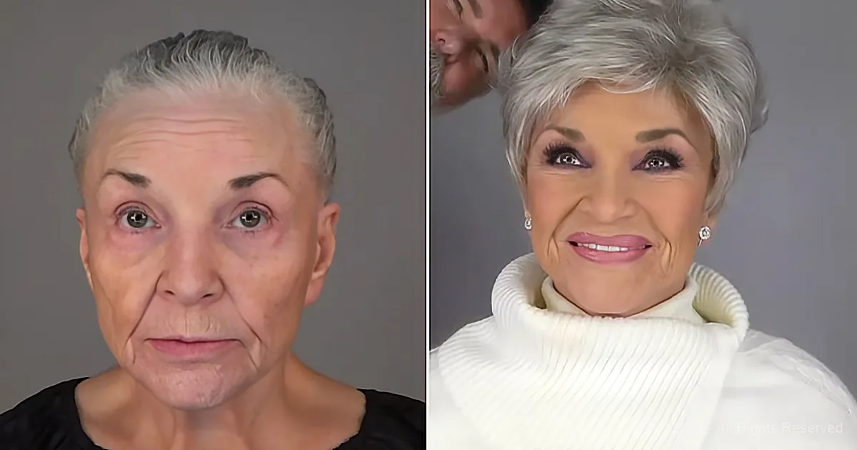 A woman before and after a makeup transformation, highlighting the impact of makeup on appearance.