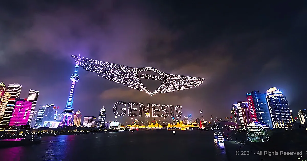 Awe-Inspiring Drone Display Announces Genesis Arrival