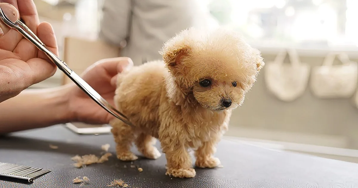 Tiny Toy Poodle at the Groomer's for the First Time