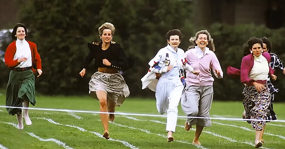 Princess Diana Runs Barefoot for Little Prince Harry's Special Event