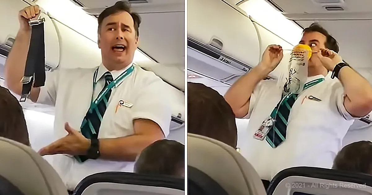 Plane Fills With Laughter by a Hilarious Safety Demo
