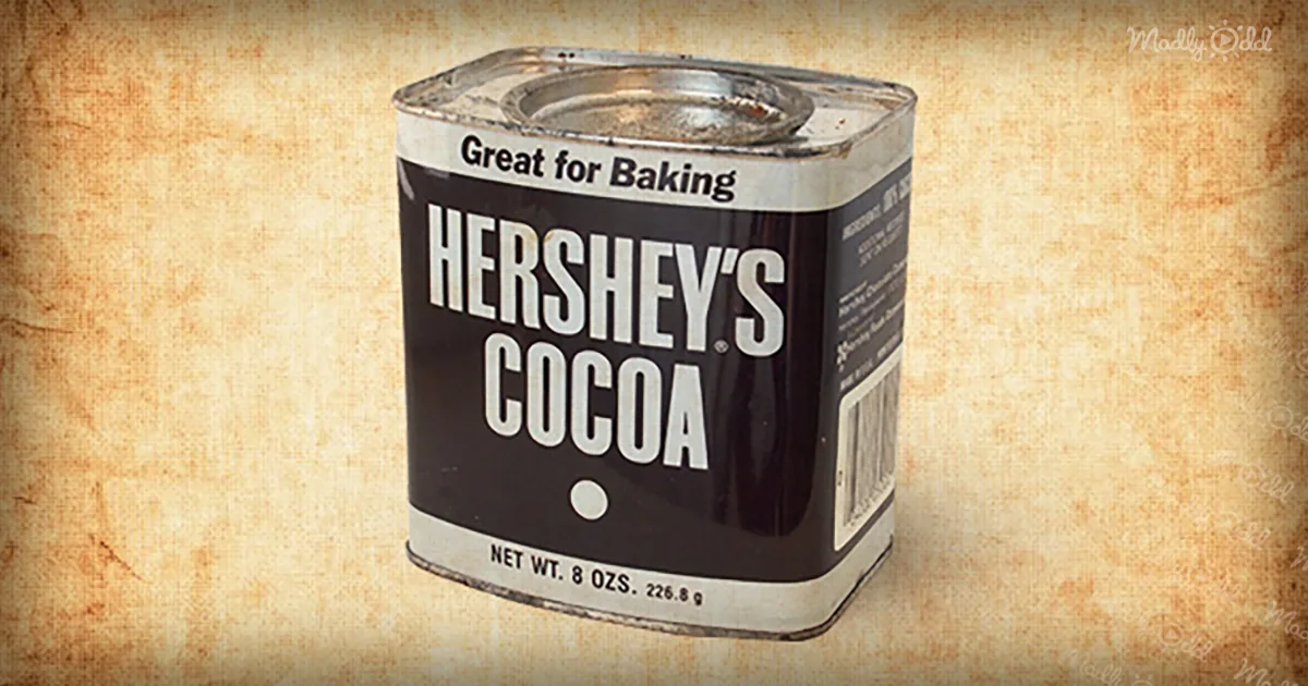 A vintage Hershey's cocoa tin with "Great for Baking" text on a textured background.