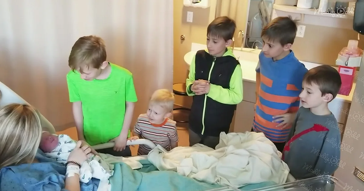Five Brothers Are Happy to Meet Their Newborn Sister