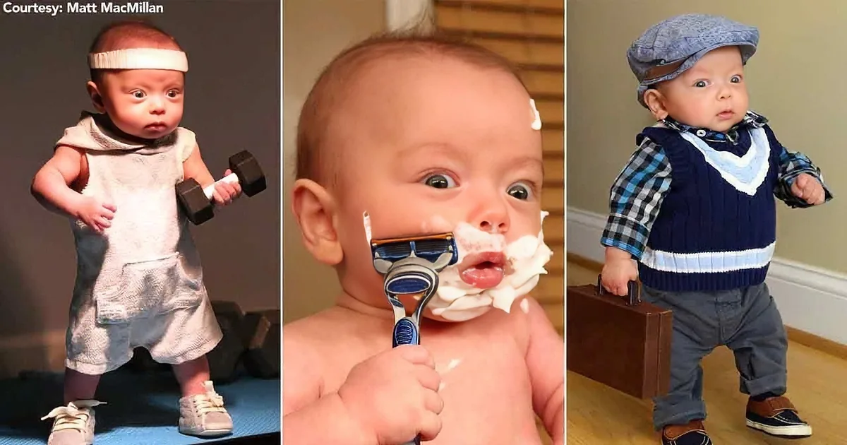 Dad Photoshops Hilarious Pictures of His Baby Doing Manly Things