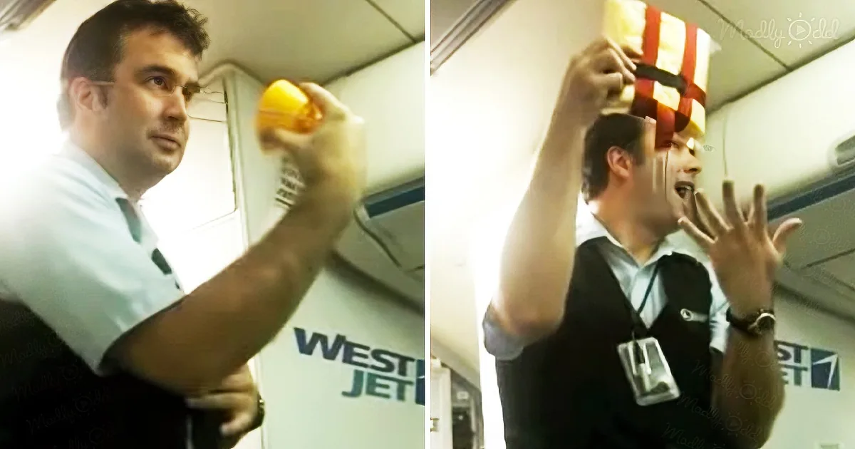Passengers Laugh Loudly at Flight Attendant's Hilarious Safety Demo