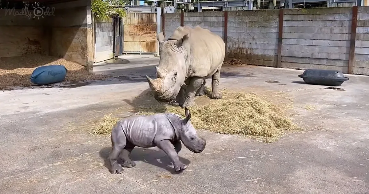 Adorable Rhino Baby With the Zoomies Runs Circles Around Her Devoted Mom