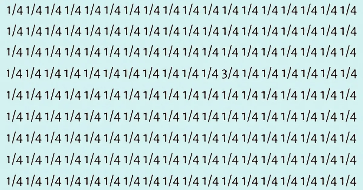 A repeating sequence of "1/4" and "1/4 1/4" in a light blue background.