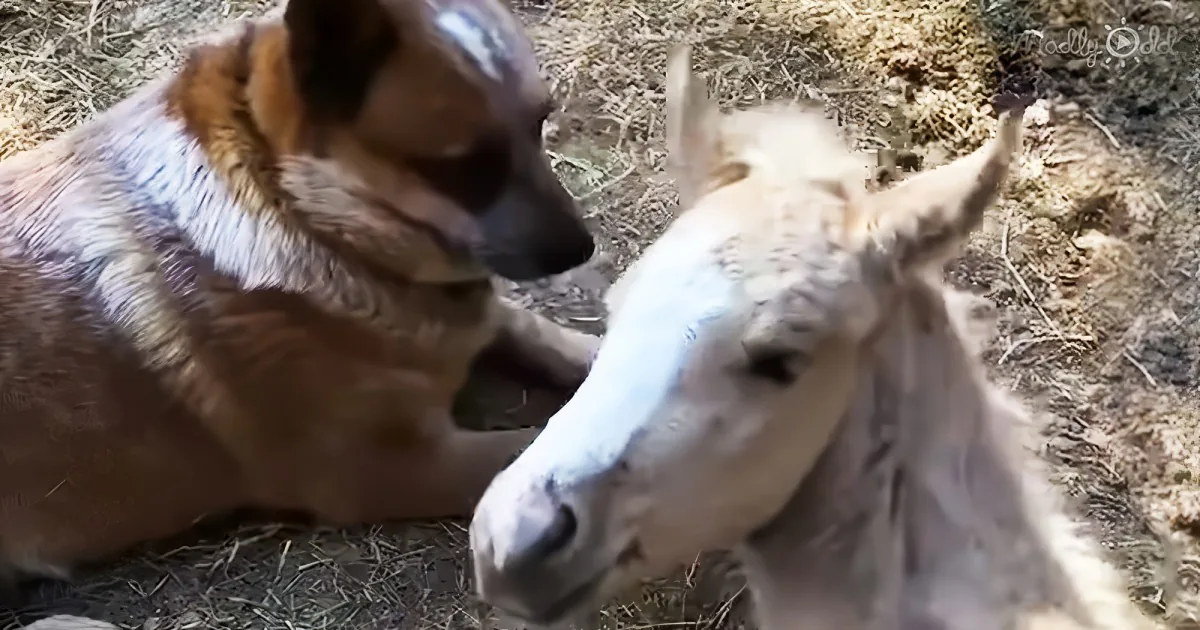 Rescue dog adopts orphaned foal