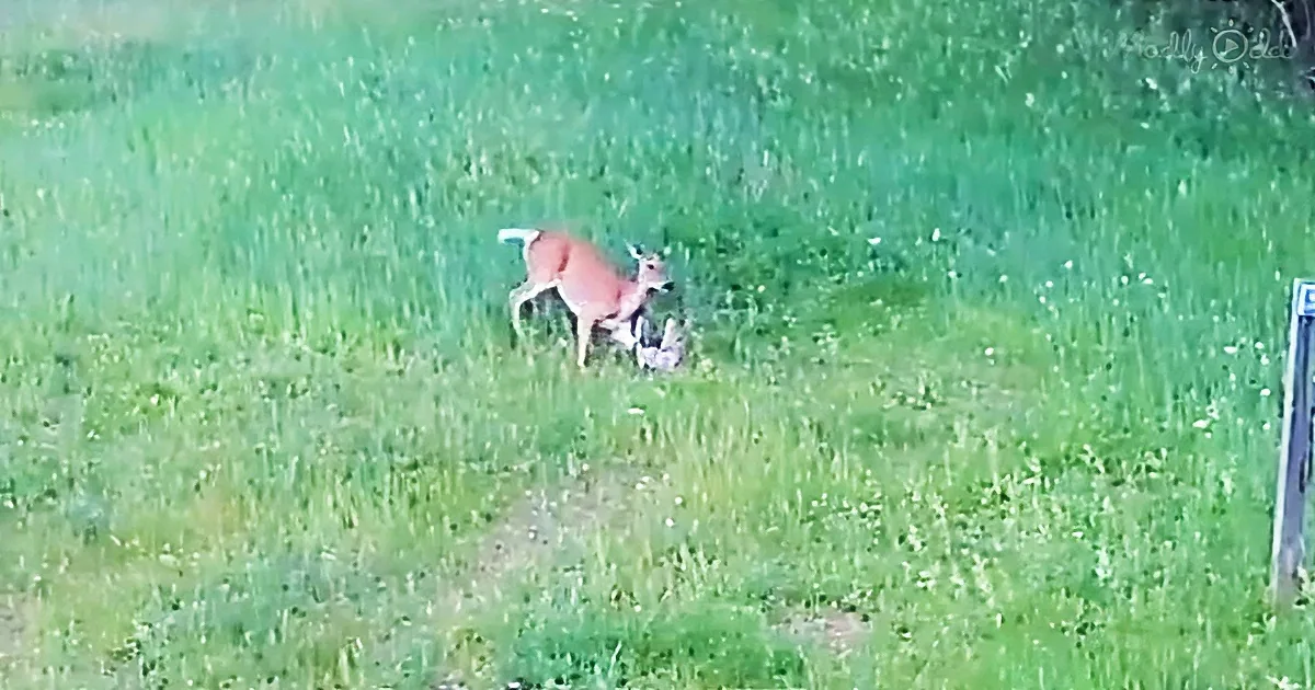 Real-Life Bambi Defends Her Rabbit Friend From a Swooping Hawk