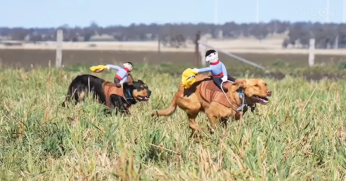 Eaglehawk Cowboys riding dogs