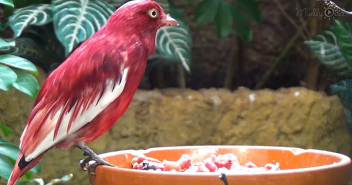 The Bird's Body Is a Perfect Contrast of Burgundy With Pure White Wings