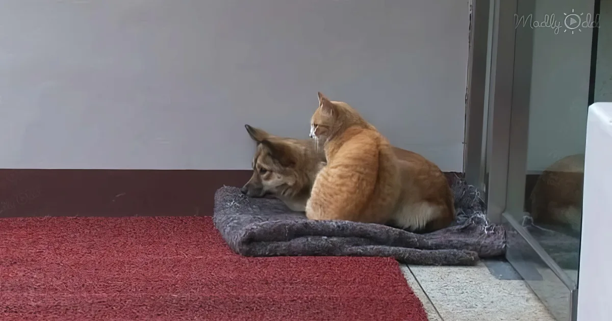 Abandoned puppy and a homeless kitten