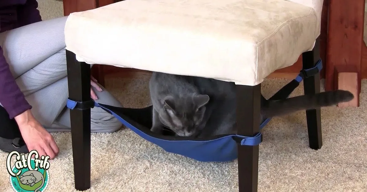Cat Crib, the Ingenious Cat Hammock That Fits Perfectly Under Any Chair