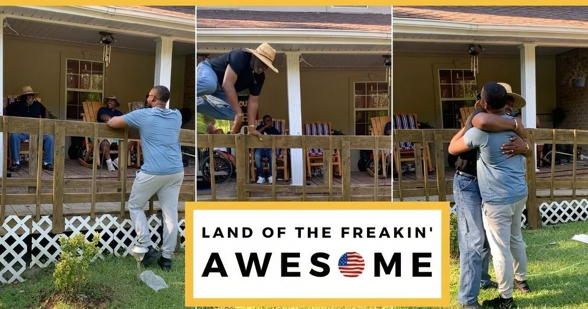 Spry Senior Dad Aged 70 Leaps Fence to Reunite With Military Son