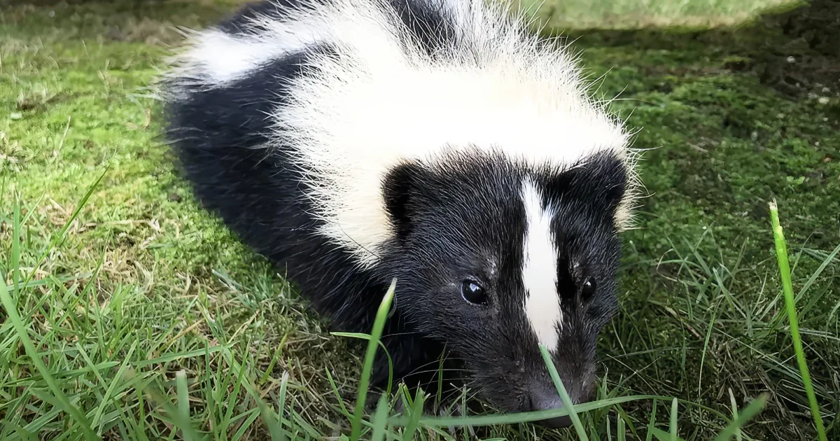 Woman rescues injured little skunk