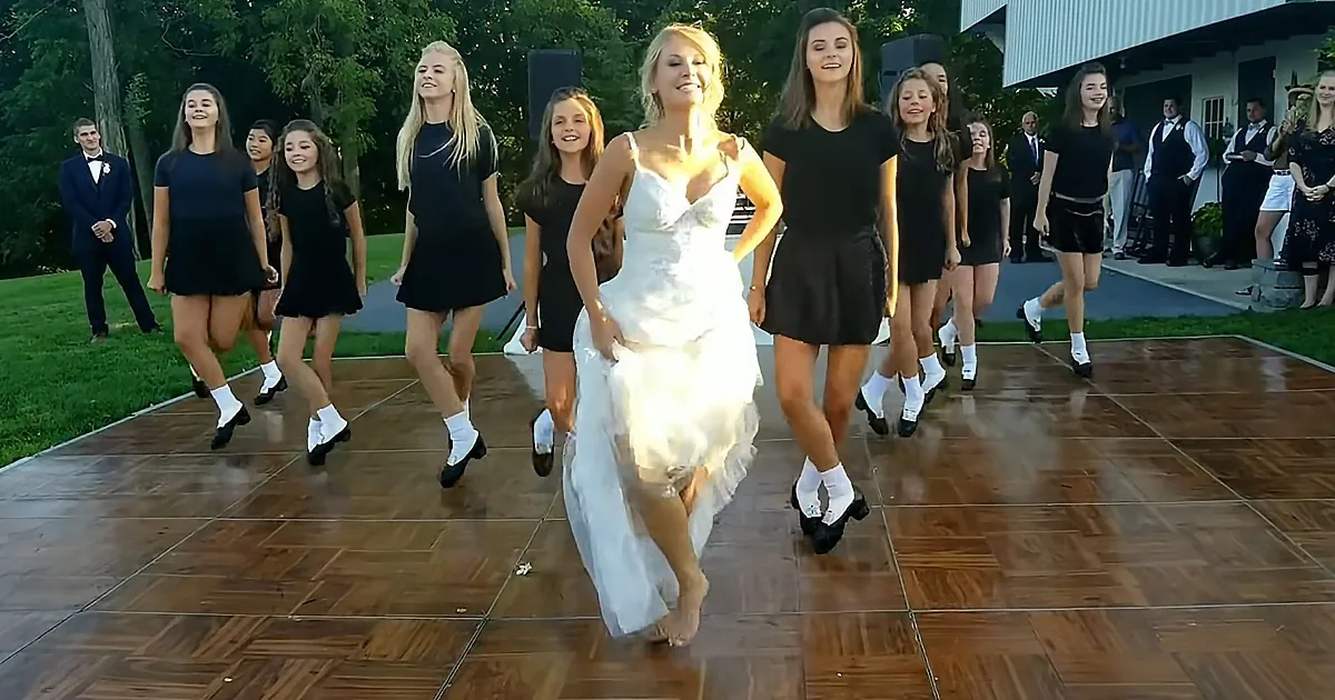 Girls Stomp out Riverdance at Wedding, Bride Rushes Stage for Grand Finale