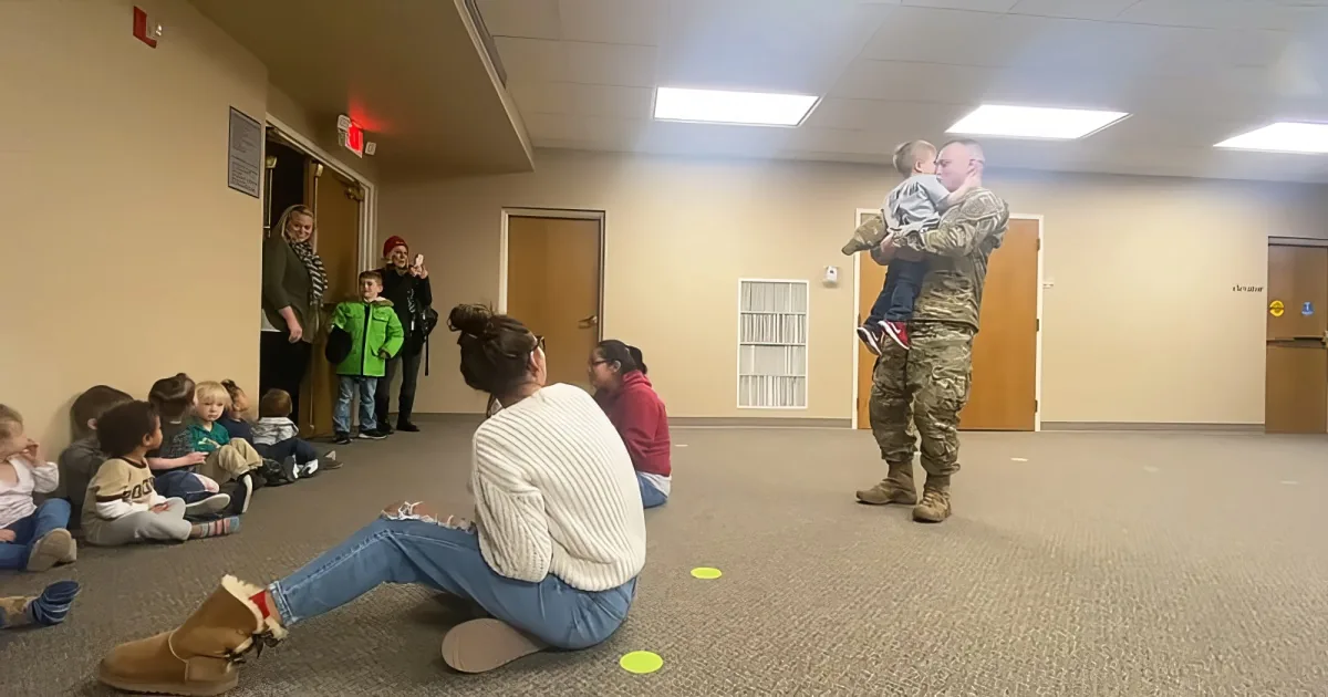 Military dad and his son