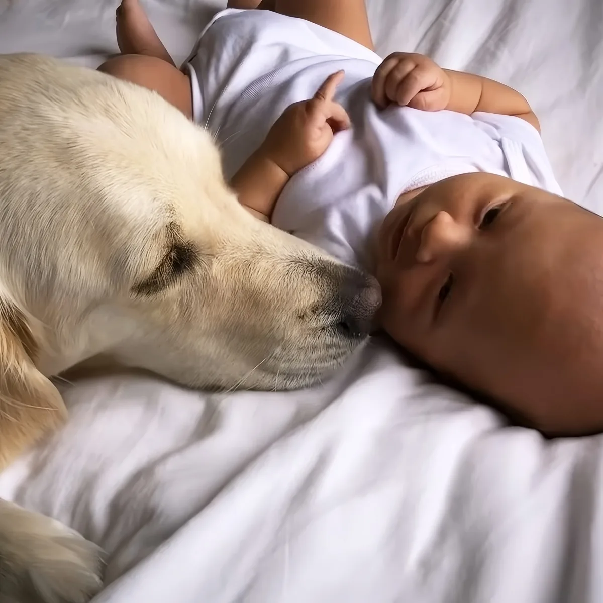 Golden Retriever and baby