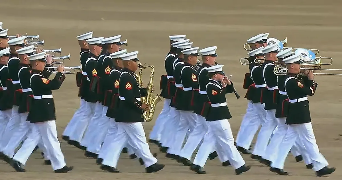 U.S. Marine Band Gives Superbly Synchronized Performance of 'The Marines Hymn'