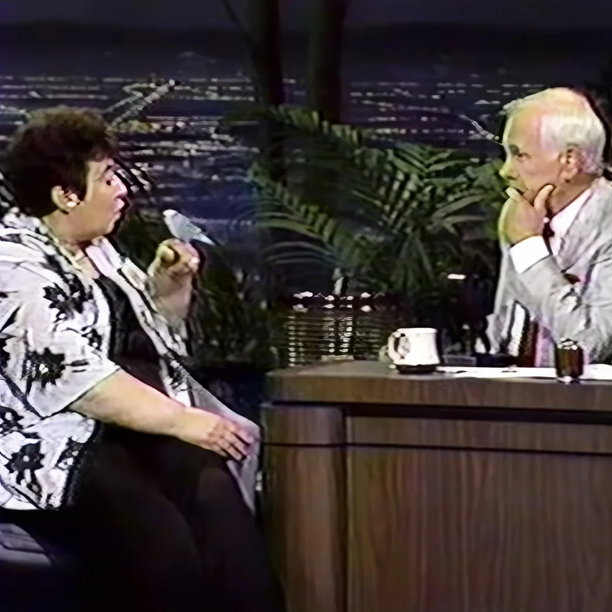 Johnny Carson and talking parakeet