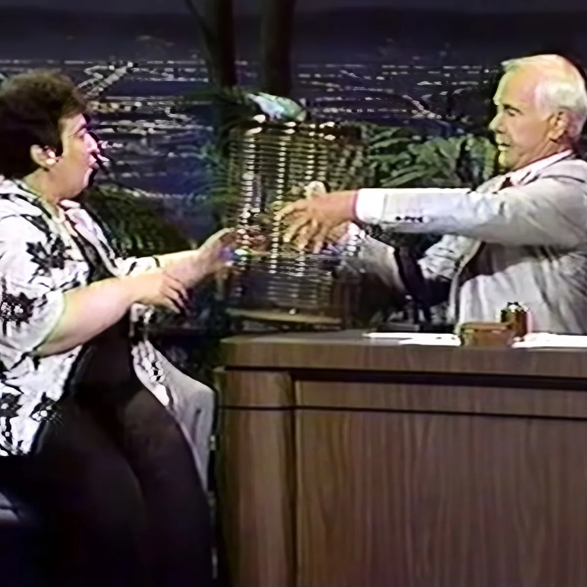Johnny Carson and talking parakeet