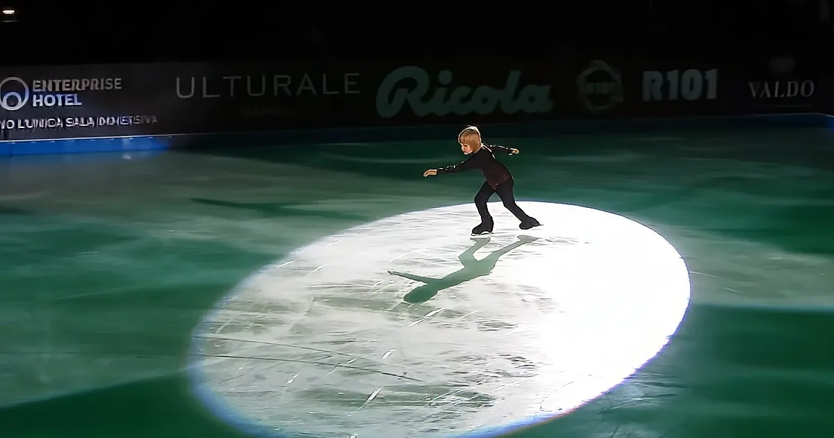 Young Boy Glides Over Ice in Show-Stopping Ice-Skating Routine