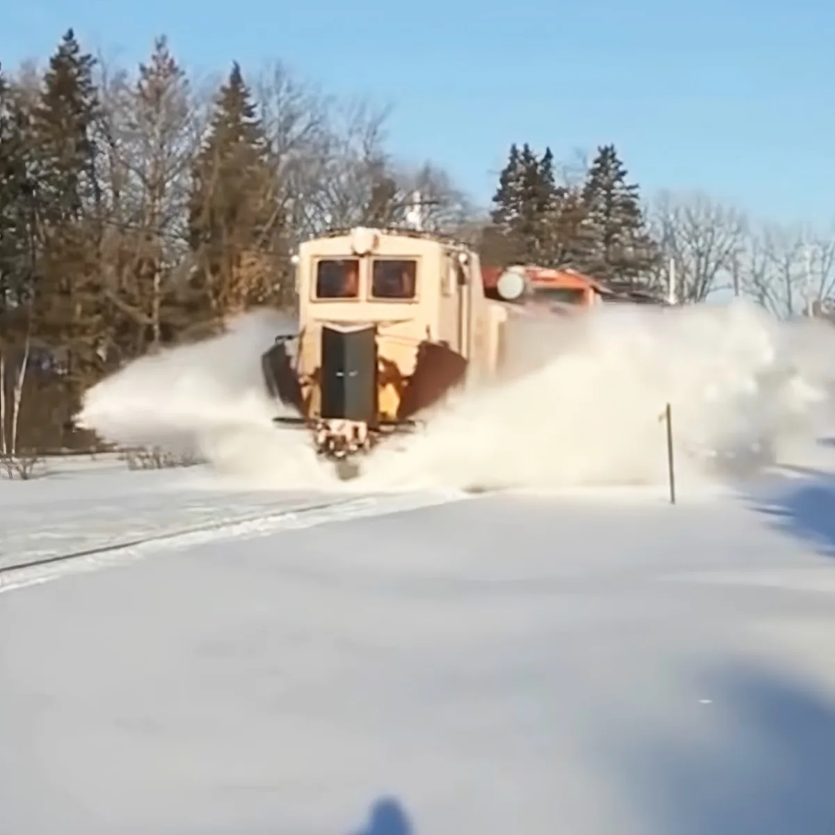 Trains with snow plows
