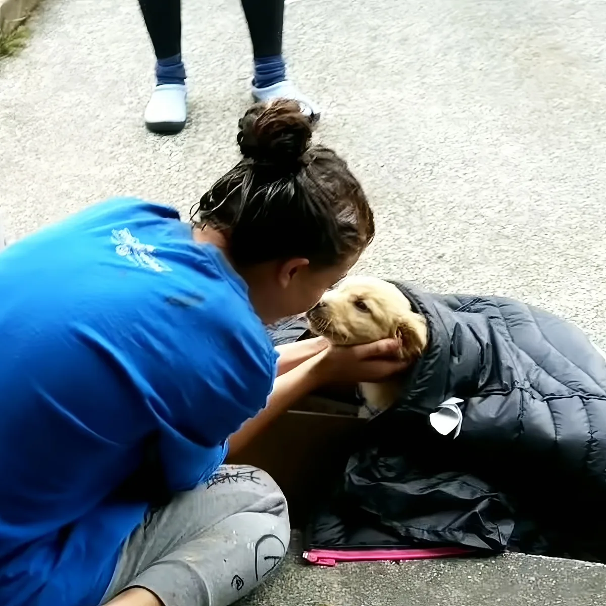 Teen girl with puppy