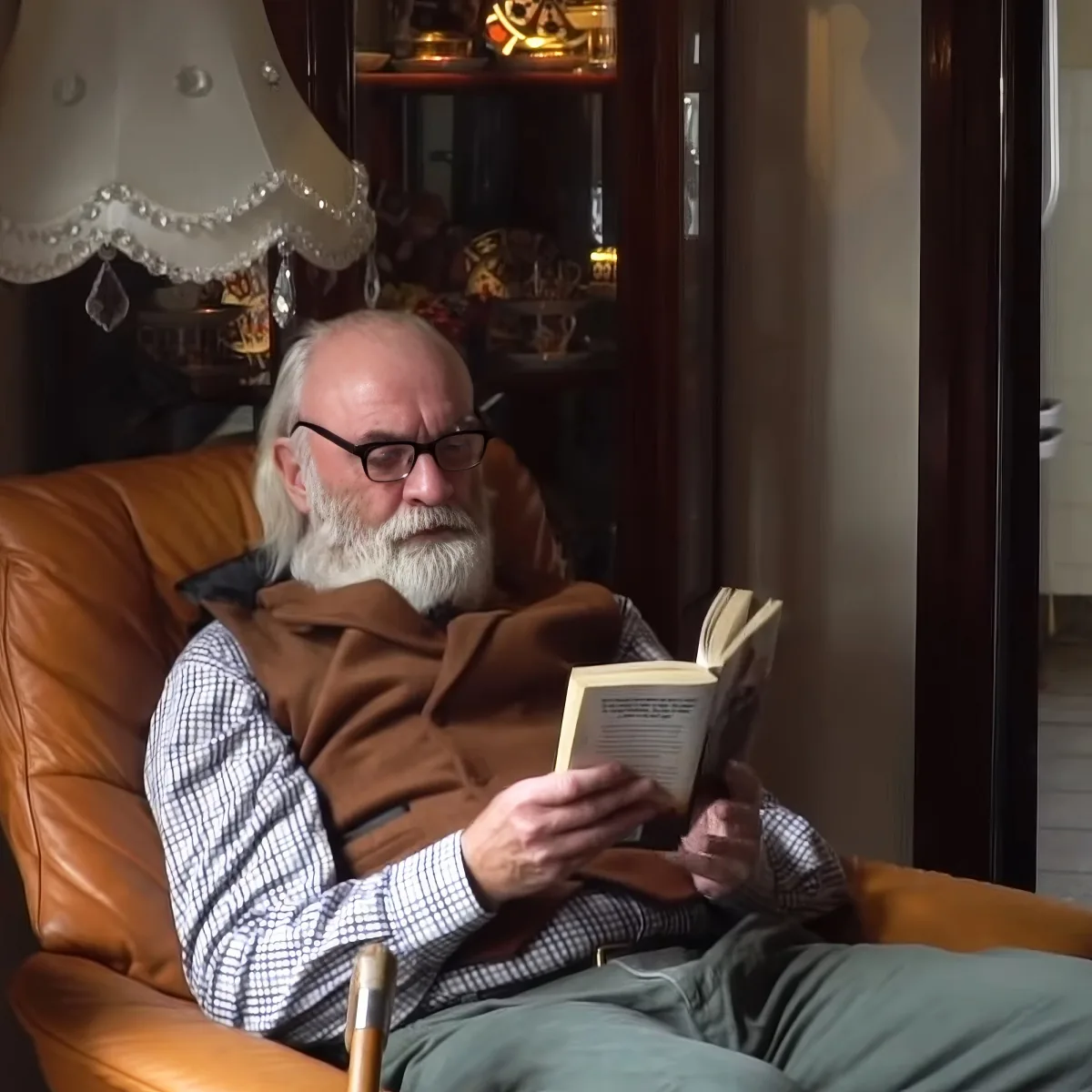 Senior man reading a book