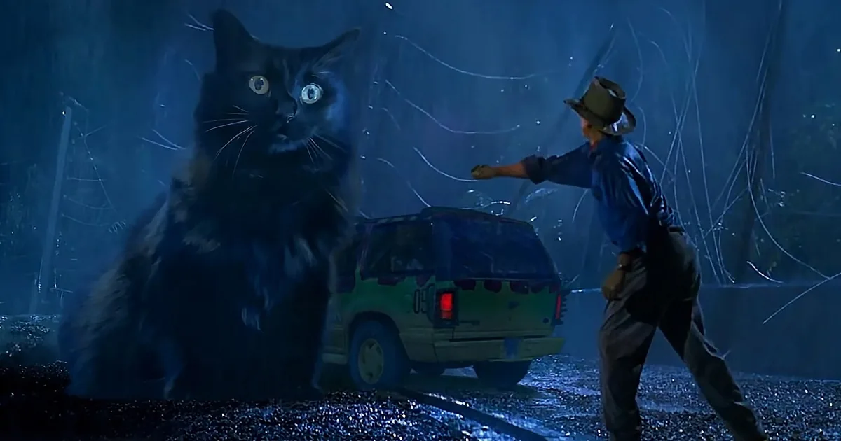 Massive Black Cat Replaces T-Rex in Classic ''Jurassic Park'' Scene