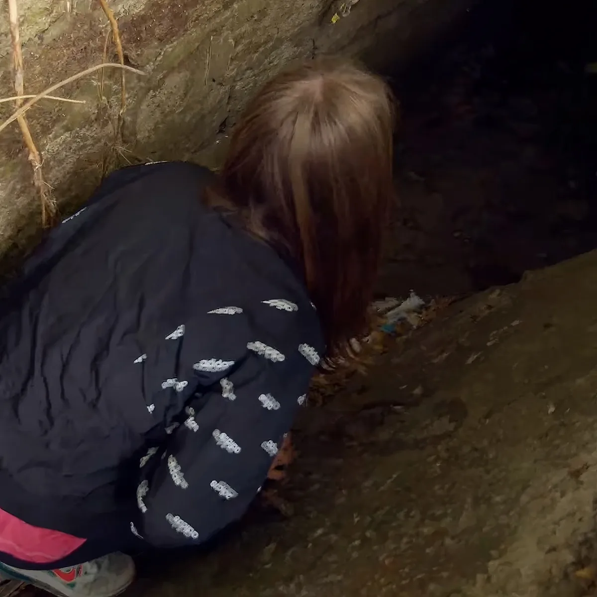 Woman rescuing stray puppy