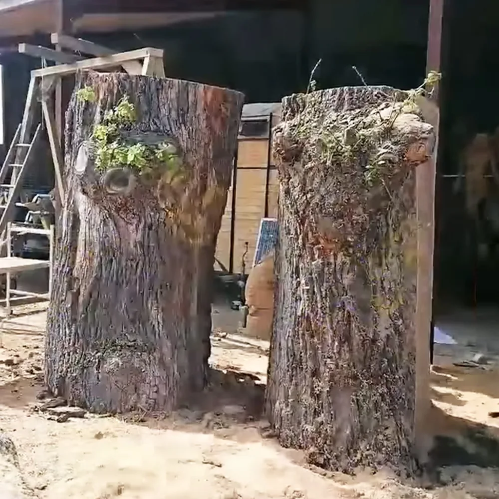 Wood log carving