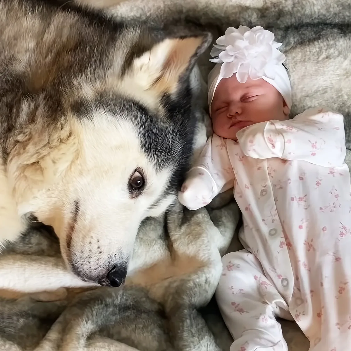 Husky and baby