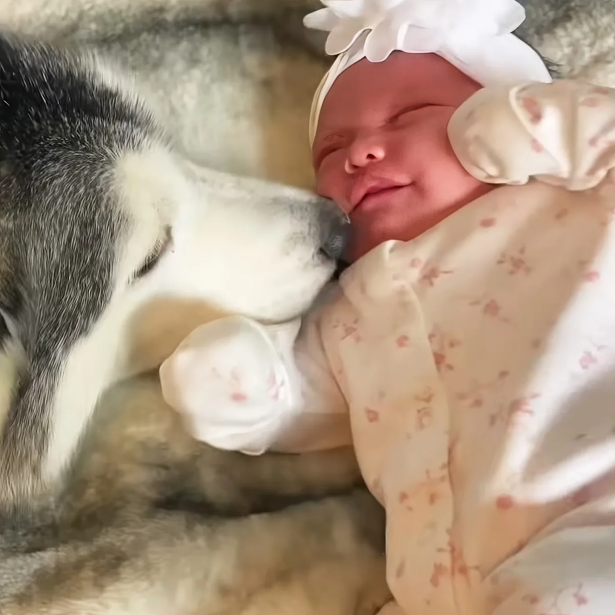 Husky and baby