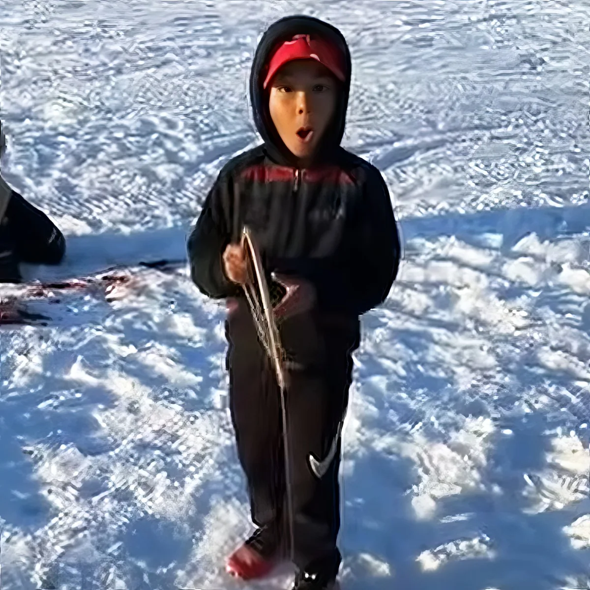 Boy catching fish