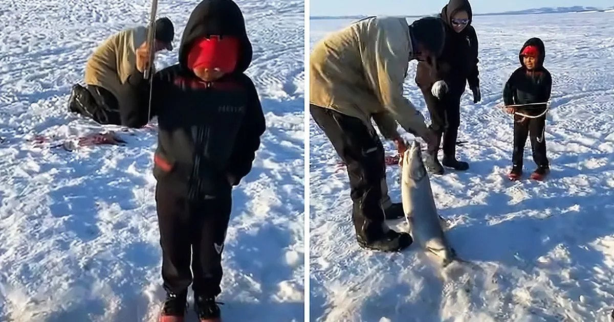 Tenacious Boy Catches Fish as Big as He Is