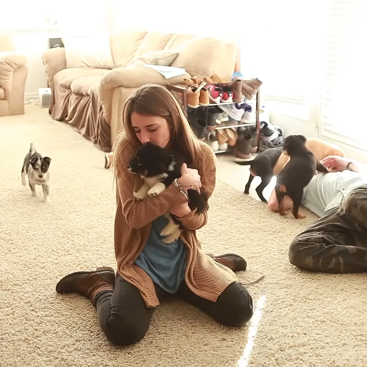 Couple with puppies