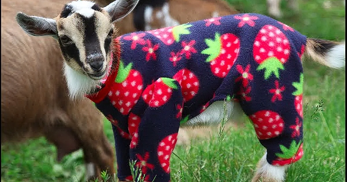 Two Baby Goats Strut Their New Pajamas Around the Farm