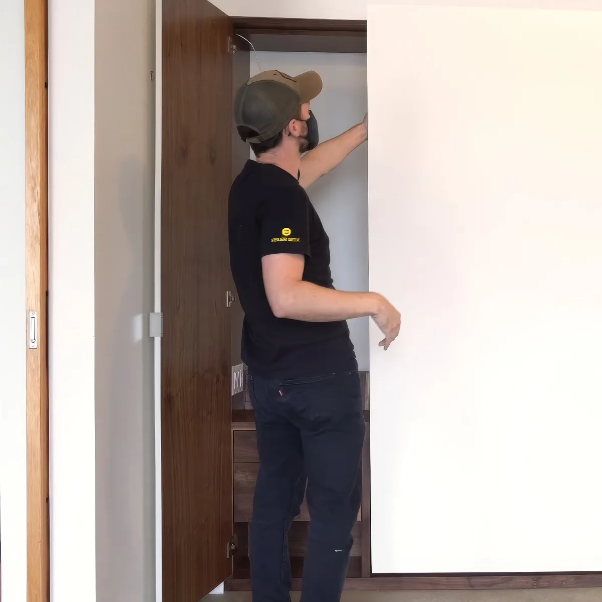 Man building murphy bed