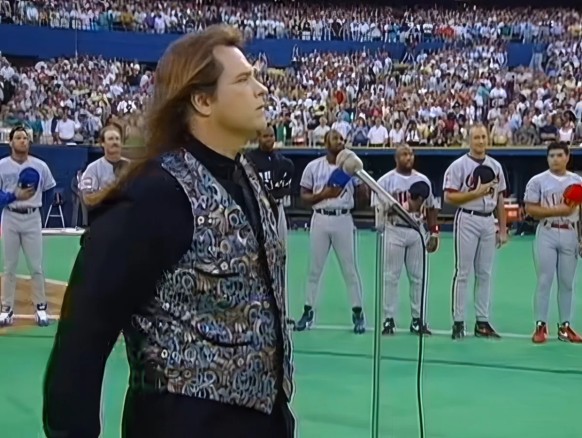 Meat Loaf prepares to sing the National Anthem