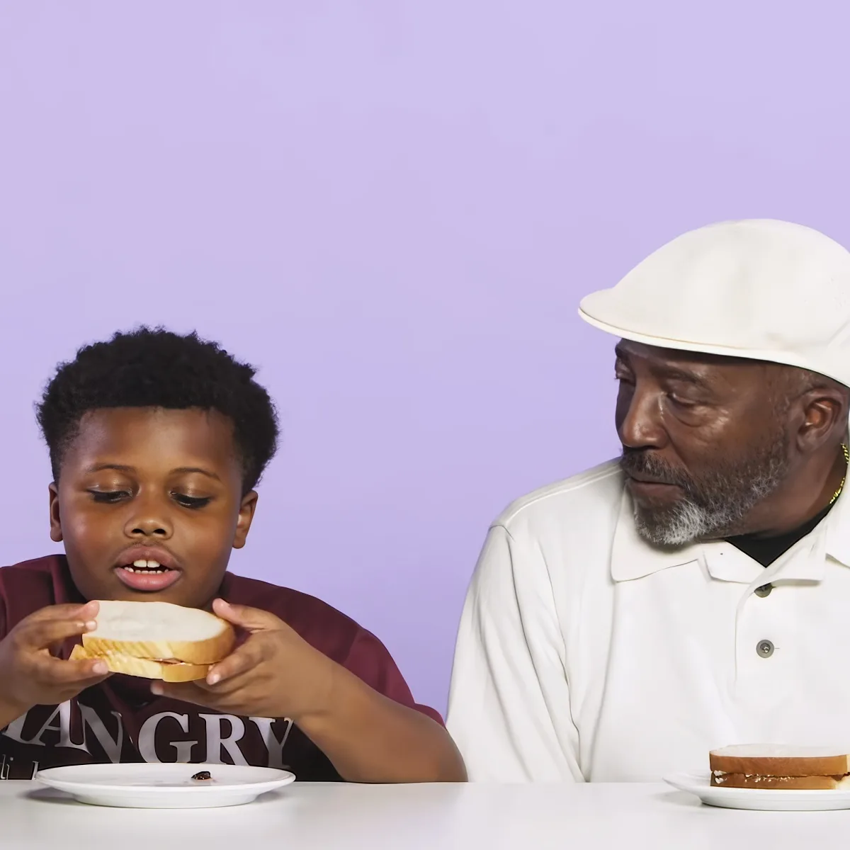 Kid with his grandfather