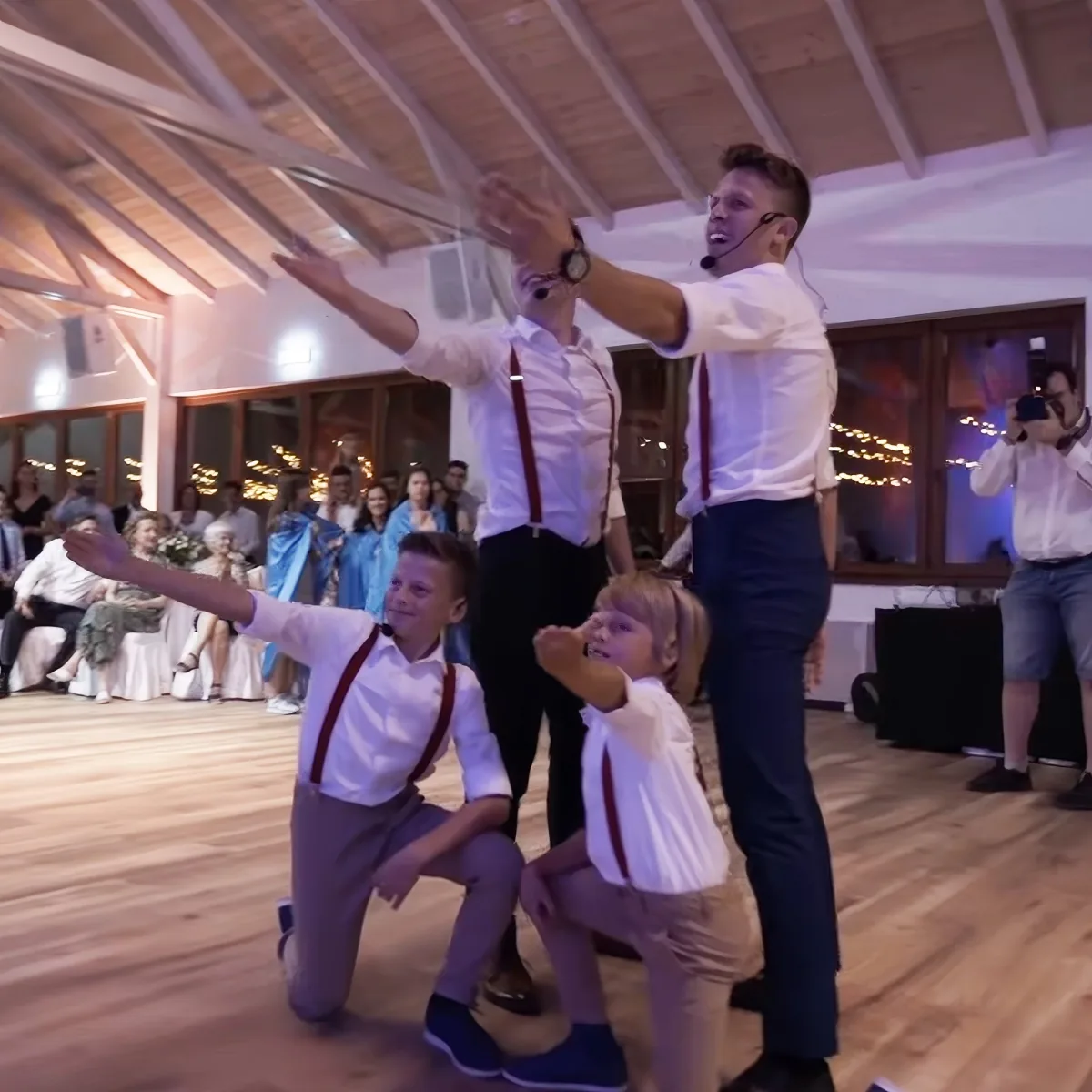 Brothers dancing at sister's wedding