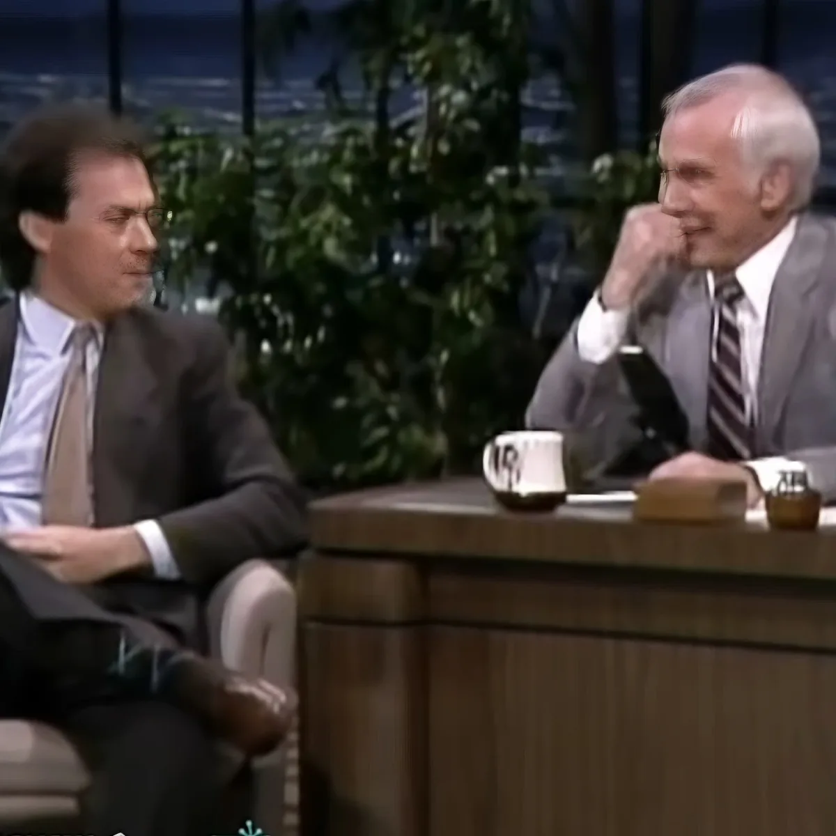 Michael Keaton and Johnny Carson