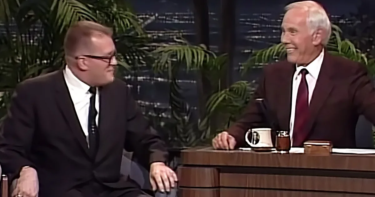 Drew Carey and Johnny Carson