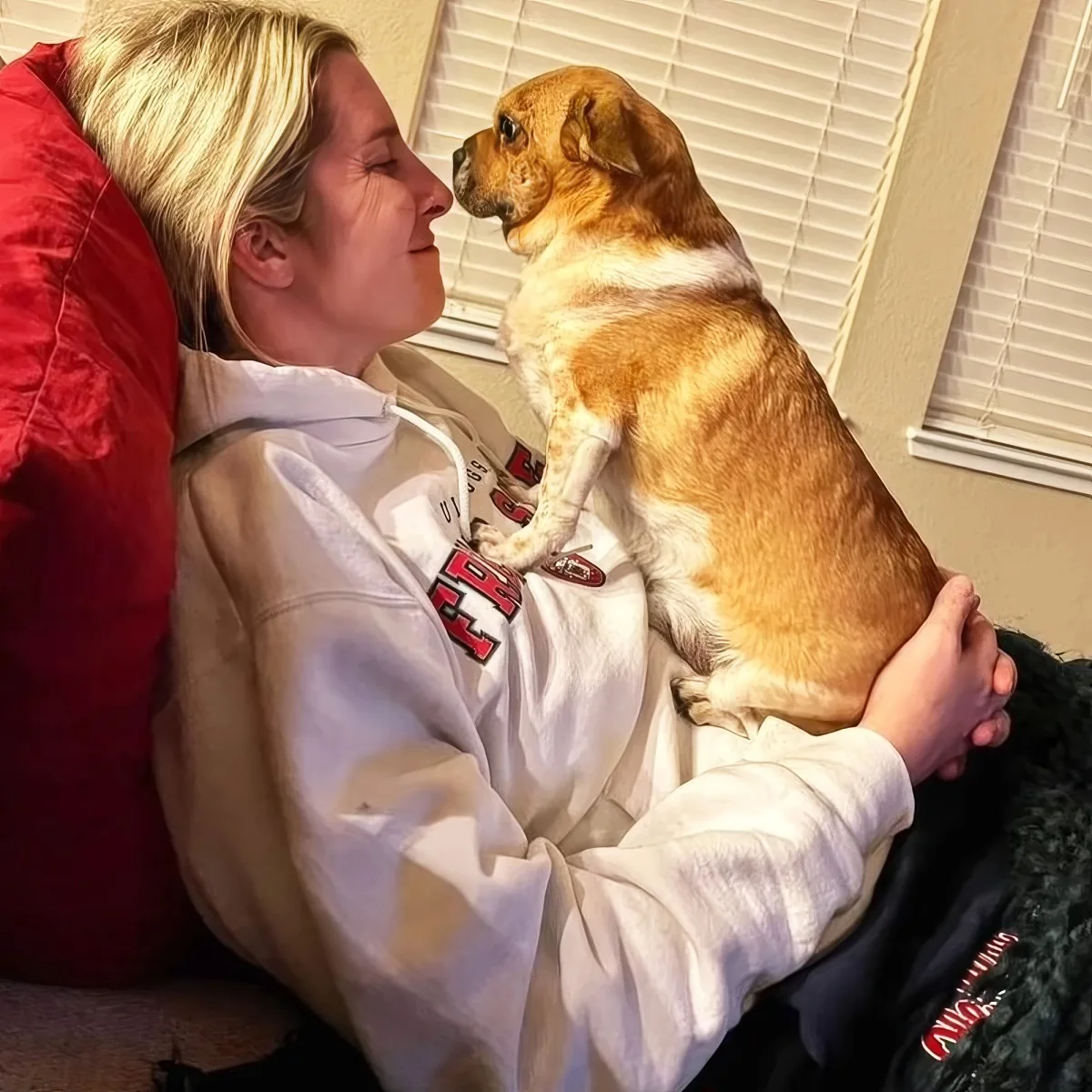 Kristen and her adopted dog