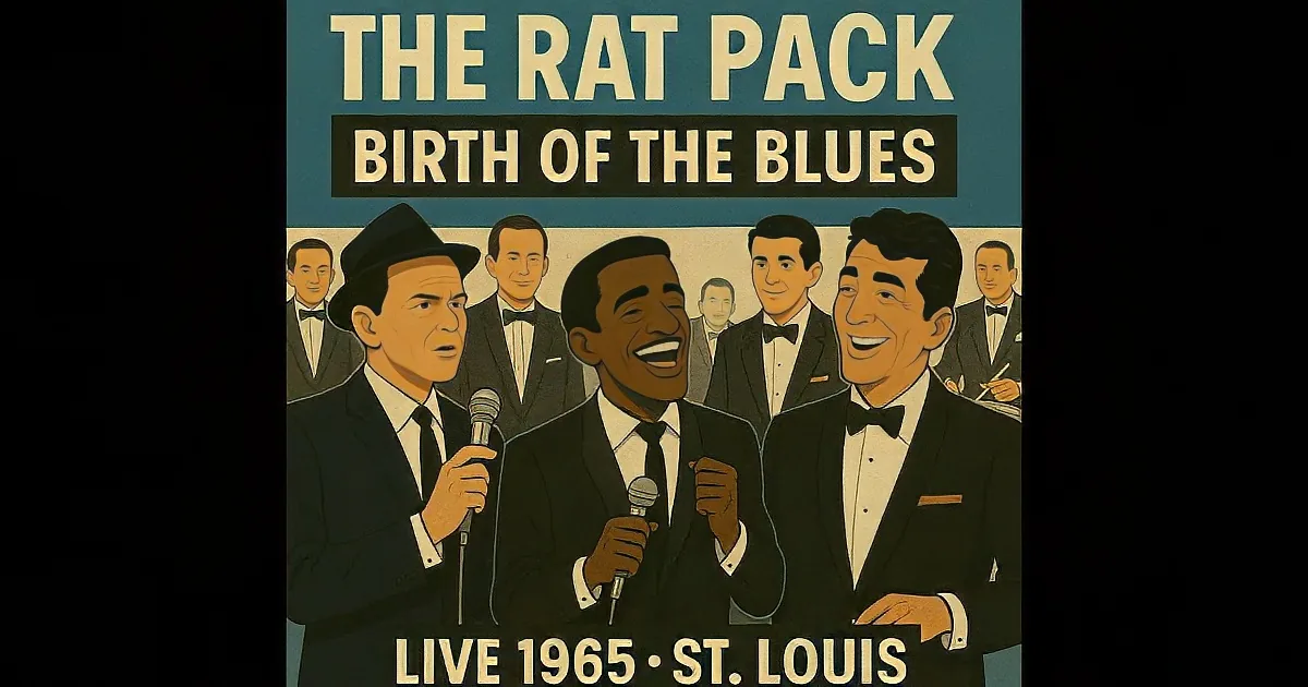 Four men in suits sing on stage with microphones, one smiling, others serious.