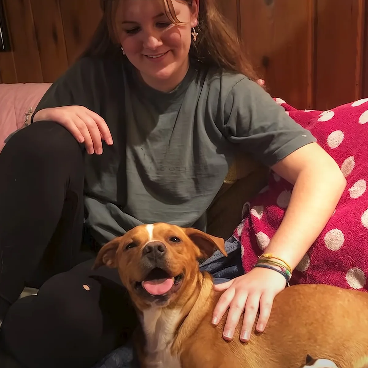 Mama dog and her foster mom