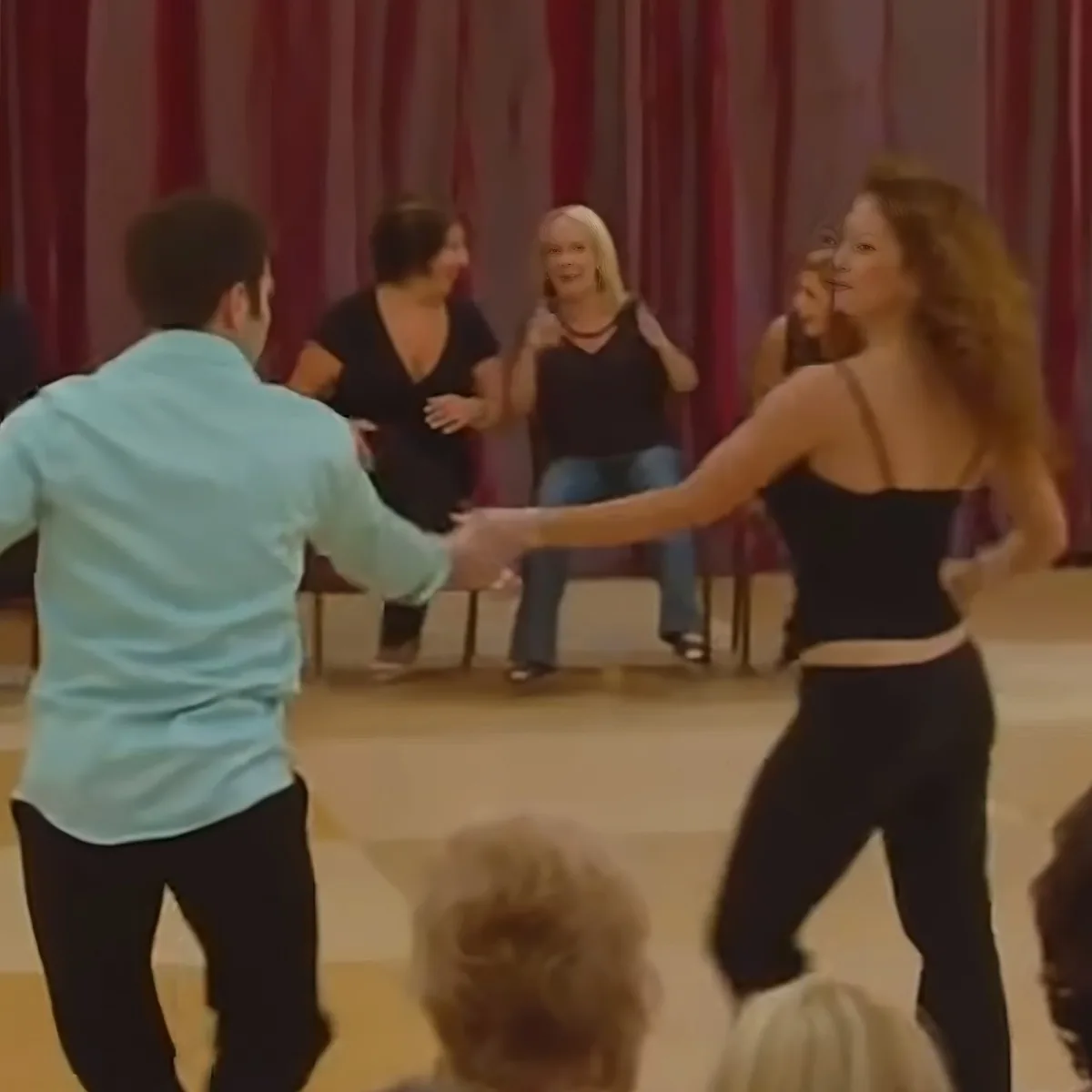 Couple performing swing dance