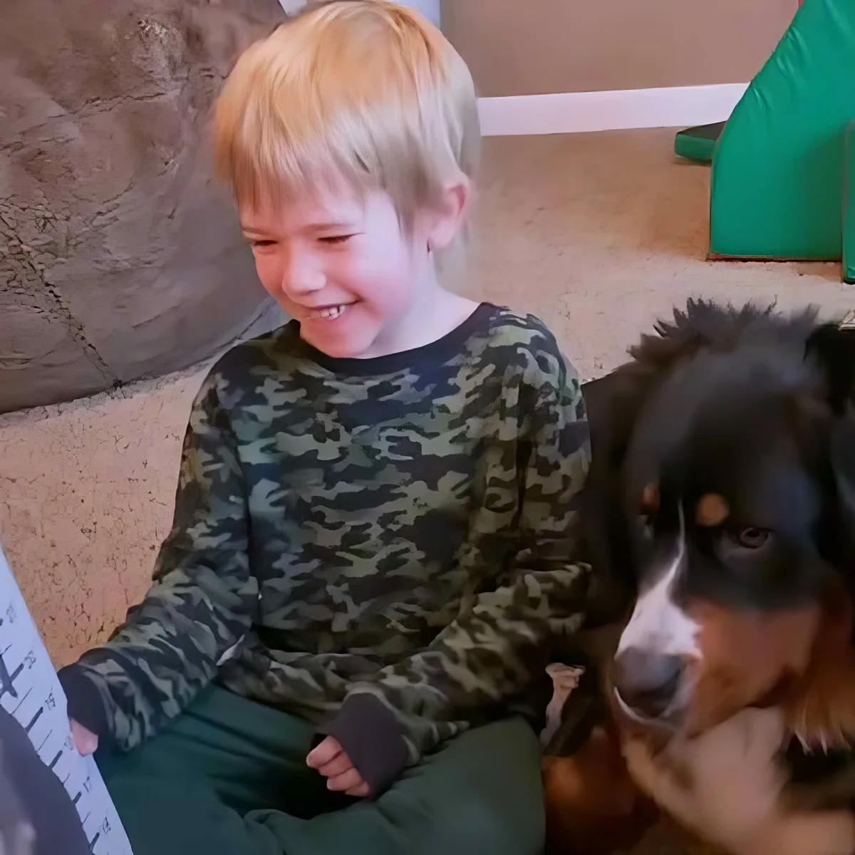 Little boy and his loyal dog