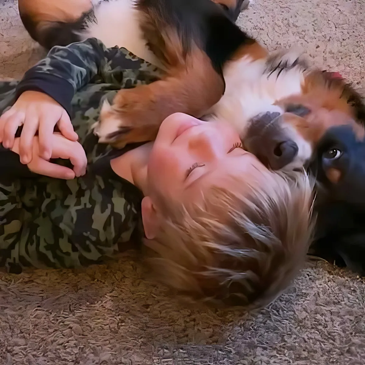 Little boy and his loyal dog